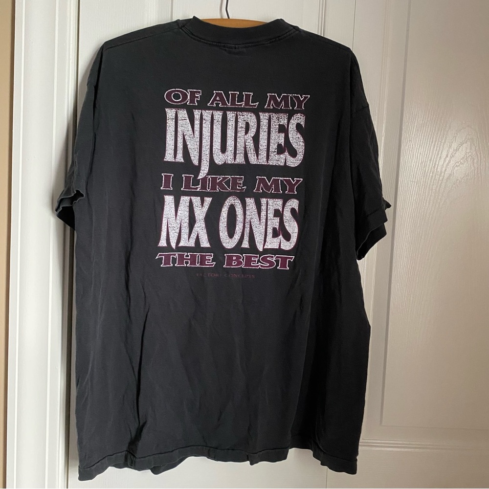 Black Motocross Vintage 90s Y2K Graphic Tee Cotton XL Grunge Single Stitch Faded